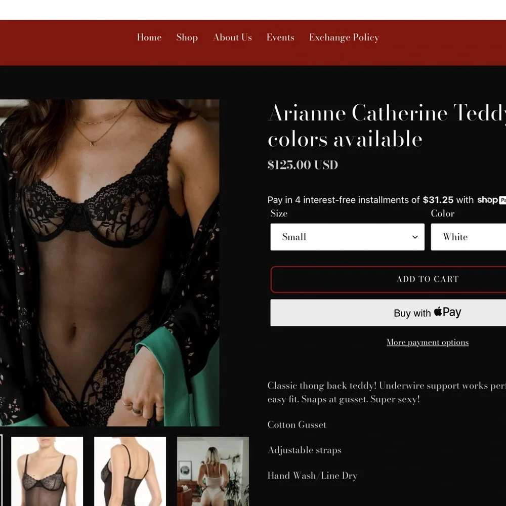 Black, lacey, supportive, underwire, thong teddy